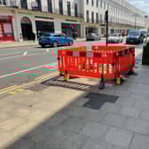 This part of the pavement in The Parade, Leamington, has been fenced off for weeks. Picture supplied,