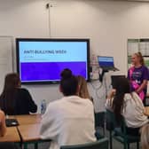 Keelie Fowkes speaking to her class as part of Anti-Bullying Week 2022. Picture supplied.