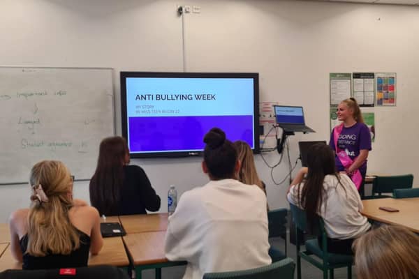 Keelie Fowkes speaking to her class as part of Anti-Bullying Week 2022. Picture supplied.