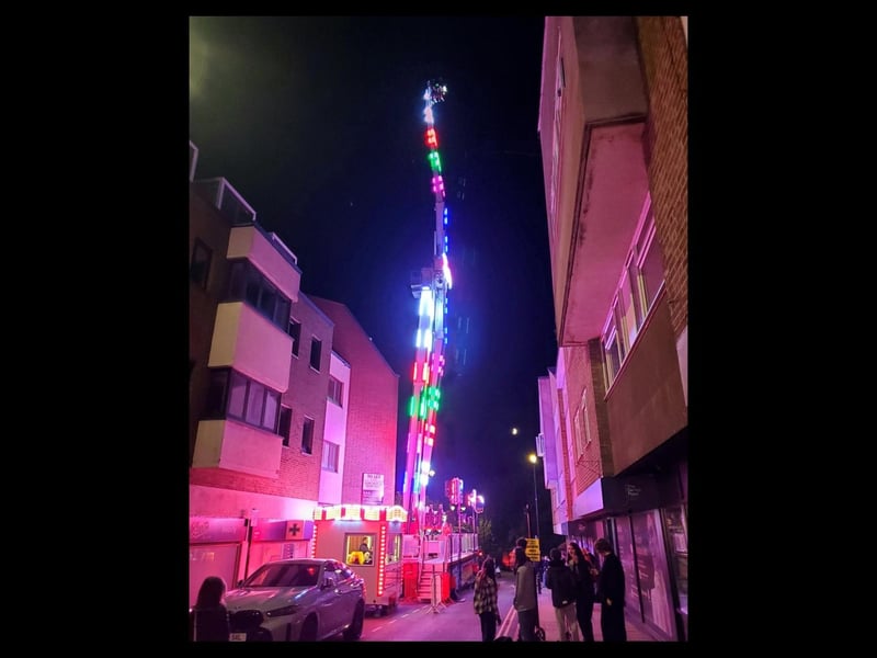 One of the rides set up in the town centre