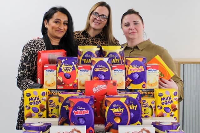 Easter bunnies - Sharon Matharu, Claire Mattocks and Emma Blount.