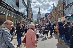 Spring sunshine beams on Rugby town centre for the food and drink festival. Picture: Goshul Rathod.