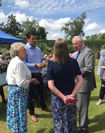 The Duke of Gloucester meets new Bradby chair - Ian Chislett, Alison Ross from the Management Committee and trustee Brenda Green.