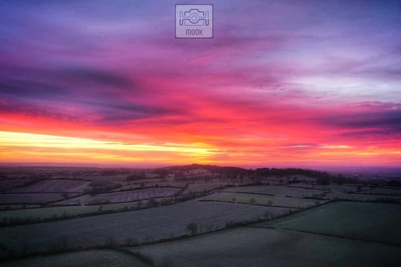 The beautiful sunset over the Rugby area on Sunday February 5, taken by Mike Tobin