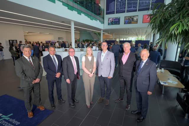 From left: Jeremy Moore, CW Growth Hub Group; Craig Humphrey, CW Growth Hub Group; Sir Marcus Jones, Former MP for Nuneaton; Charlotte Swain, MTC Training; Ken McConomy, Jaguar Land Rover; Roger Scott, Lloyds Banking Group and Les Ratcliffe, CW Place and Champions.