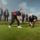Front L-R Alistair Hollis, head of sport development and B2022 team leader and Matt Western, MP for Warwick and Leamington.
