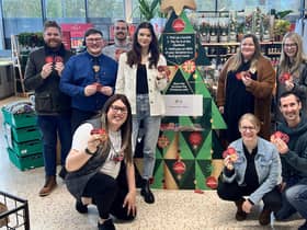 Alex Pearson with more of the team from Morrisons along with Susan and LWS Night Shelter volunteers. Photo supplied