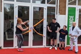 The Mayor of Kenilworth, Cllr Samantha Louden-Cooke, cutting the ribbon alongside Jack Hill head CrossFit Coach, Coach Tom and head martials arts coach Steve. Photo supplied