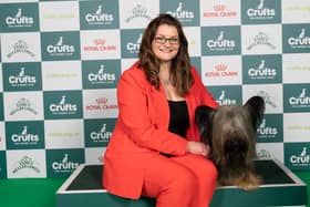 Kirsty Ryan from Lutterworth with Fergil, a Skye Terrier, which was the Best of Breed winner today (Sunday 10.03.24), the fourth and final day of Crufts 2024. Picture: BeatMedia/The Kennel Club