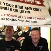 Mark Robertson, foreman of Warwick Court Leet, and court officer Richard Eddy, at the Lord Leycester Beer Festival bar. Photo supplied