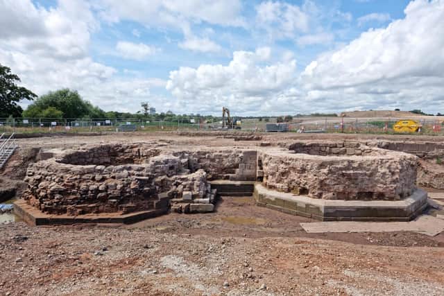 Remains of Coleshill gatehouse towers during excavation