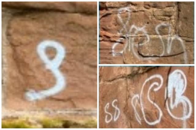 Vandals have sprayed graffiti on Kenilworth Castle's historic walls.