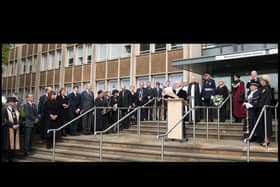 The Proclamation being read out in front of Shire Hall. Photo by Gill Fletcher