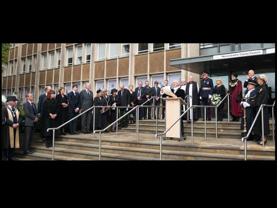 The Proclamation being read out in front of Shire Hall. Photo by Gill Fletcher