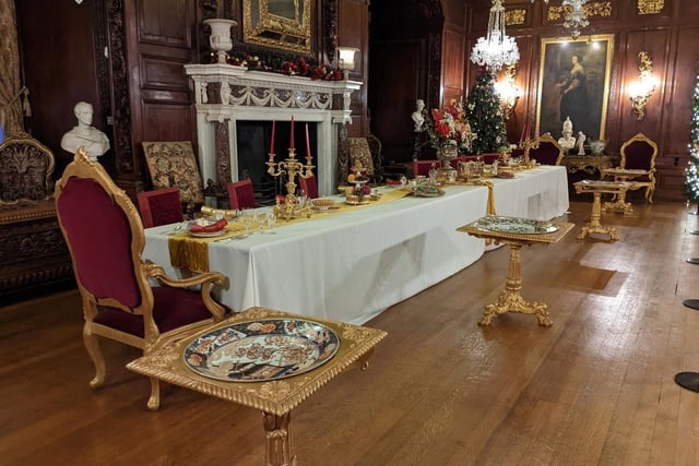 Imagine having your Christmas dinner in this dining room at Warwick Castle? Visitors on their way to see Santa take a trip through some beautifully decorated, historic rooms