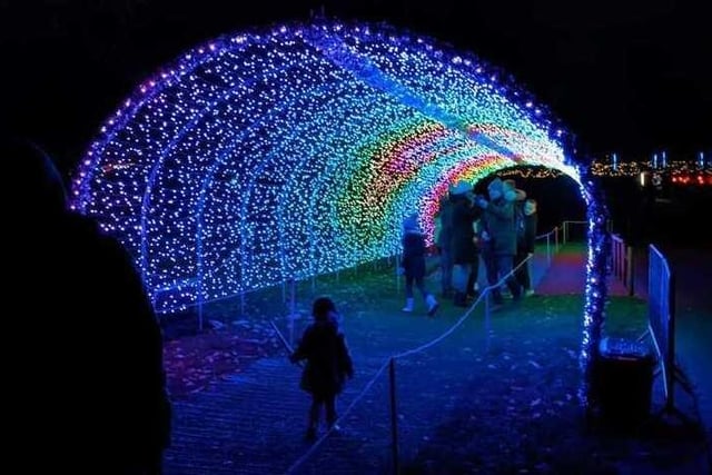 This lighting tunnel changes colour as you walk through it - fascinating children and adults