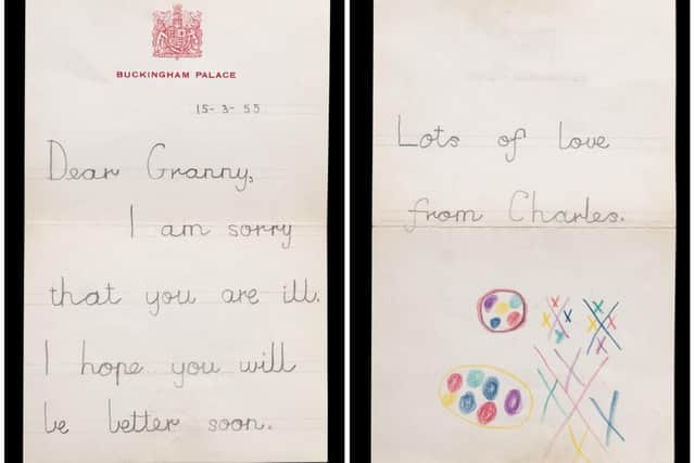 The letter sent by King Charles when he was a child. Photo by Hansons