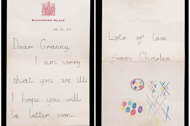 The letter sent by King Charles when he was a child. Photo by Hansons