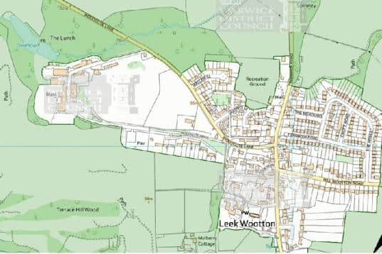 Extract from the WDC website - the areas in white on the Woodcote Estate have been stripped of Green Belt status. Courtesy of Warwick District Council.