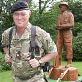 Robin Hood has pulled this 15-stone statue of a Second World War soldier for thousands of miles to raise money for South West Scotland RnR over the last eight years.
