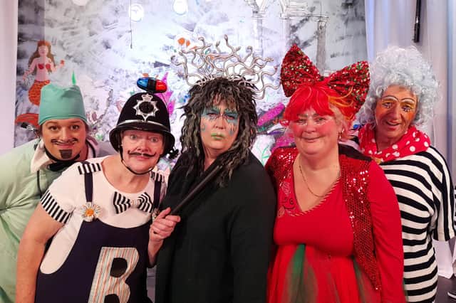 At the heart of the Pie Rats of Penzance action are Helen Le Poidevin as Dr Heimlich Manoeuvre, Sue Protheroe as PC Bubble, Sam Diesch as Sea Witch Baggy Wrinkle, Julie Peters as Sprite Cherry Compote and Steve Prime as Dame Nellie Nobody.