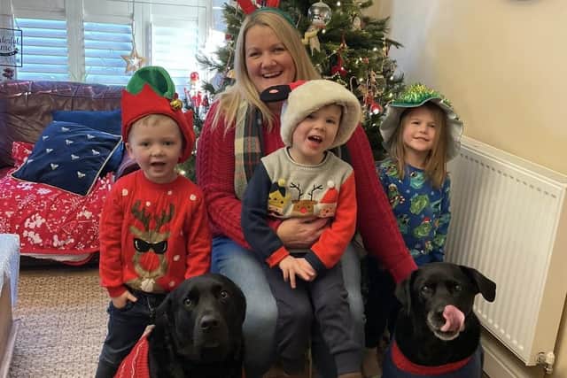 Pictured is Lisa O’Callaghan with Harry Dixon -Smith, Oakley Taylor, Iris Potter and dogs Maggie and Molly. Picture supplied.