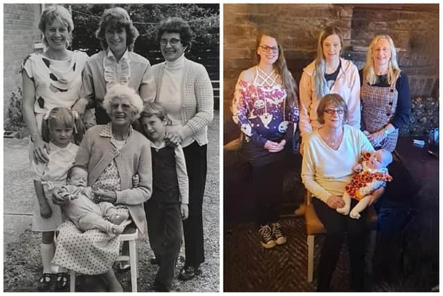 A family in Warwick has recreated a family photo showing five generations.