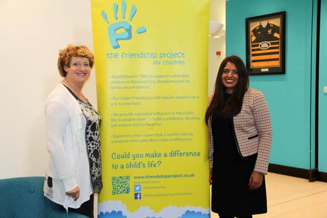 Chairman of The Friendship Project for Children Cheryll Rawbone, with Wright Hassall Partner and Head of Employment Law Tina Chander. Photo suppled