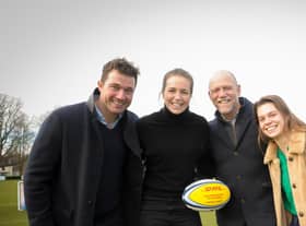 Rugby player VIPs l-r Alex Grove; Emily Scarratt,; MIke Tindall and Helena Rowland