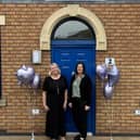 Hayley and Rachel outside the clinic.