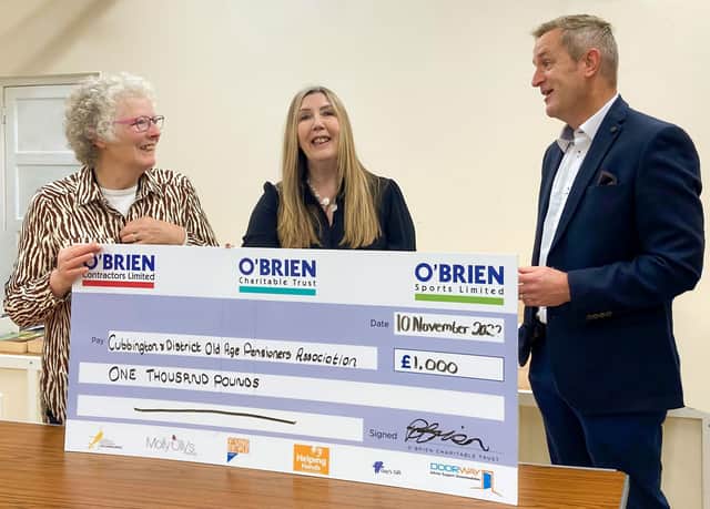 O'Brien Contractors Ltd has made a donation of £1,000 to the Cubbington OAP Association. Picture supplied.