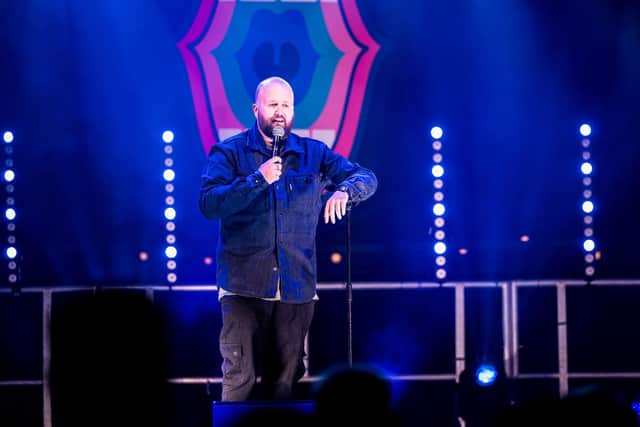 2024 host Freddy Quinne on stage at Comedy at the Castle 2023. Photo supplied
