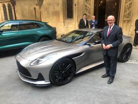 Warwick and Leamington MP Matt Western at the Houses of Parliament with the new Aston Martin DB12.