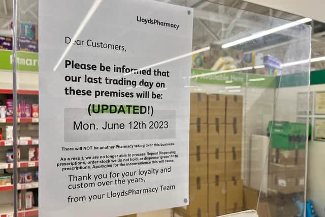 The end is in sight for Lloyds Pharmacy inside Rugby Sainsbury's.
