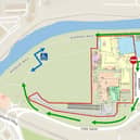 The map of Victoria Park (attached) shows green directional arrows showing how visitors can currently access the park, with the area in red showing the area now being used by Birmingham 2022 and the blue arrows showing the route in and out of the park for visitors.