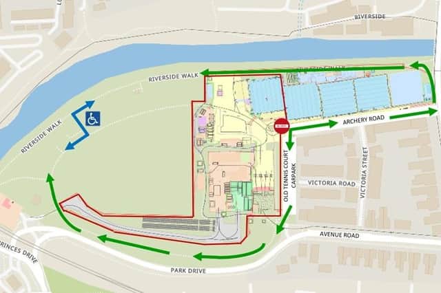 The map of Victoria Park (attached) shows green directional arrows showing how visitors can currently access the park, with the area in red showing the area now being used by Birmingham 2022 and the blue arrows showing the route in and out of the park for visitors.