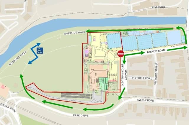 The map of Victoria Park (attached) shows green directional arrows showing how visitors can currently access the park, with the area in red showing the area now being used by Birmingham 2022 and the blue arrows showing the route in and out of the park for visitors.