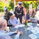 Dani (Park View manager), with The Lord Lieutenant of Warwickshire, Chair of Warwickshire County Council,Cllr Chris Kettle and the Mayor of Warwick, Cllr
Oliver Jacques with Park View residents taking part in activities. Photo supplied
