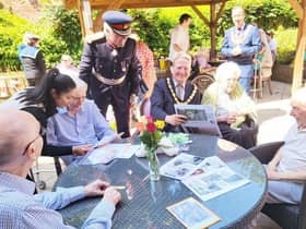 Dani (Park View manager), with The Lord Lieutenant of Warwickshire, Chair of Warwickshire County Council,Cllr Chris Kettle and the Mayor of Warwick, Cllr
Oliver Jacques with Park View residents taking part in activities. Photo supplied