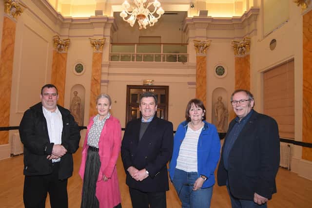 From left, Nick Wilkins (Leamington Mayor), Susan Rasmussen (Leamington Town Cllr), Mark Lee, Sarah Boad (Warwickshire County Cllr) & Alan Boad (Warwick District Cllr). Picture supplied.