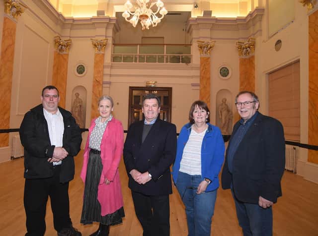 From left, Nick Wilkins (Leamington Mayor), Susan Rasmussen (Leamington Town Cllr), Mark Lee, Sarah Boad (Warwickshire County Cllr) & Alan Boad (Warwick District Cllr). Picture supplied.