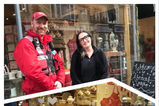 Showing off the award-winning window.