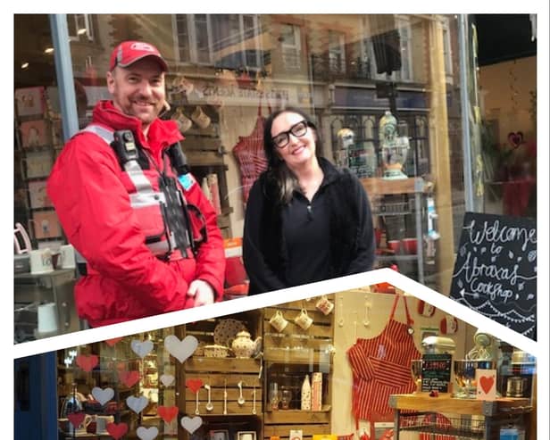 Showing off the award-winning window.