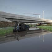 The final design image of the HS2 bridge near Banbury.