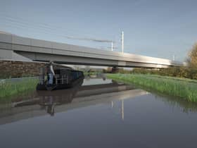 The final design image of the HS2 bridge near Banbury.