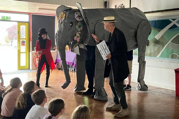 School children in Whitnash had an experience they will 'never forget' when they got a visit from Wilhelmina the elephant .