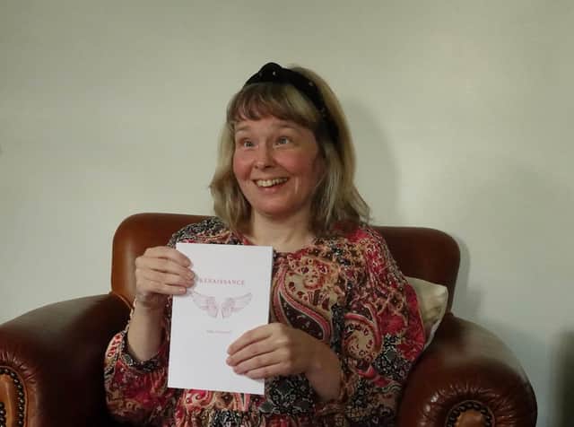Long Itchington poet Amy Clennell with her book Renaissance.