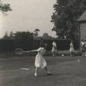 An old picture of tennis players at the school. Picture: The Rugbeian Community.