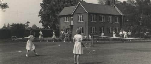 An old picture of tennis players at the school. Picture: The Rugbeian Community.