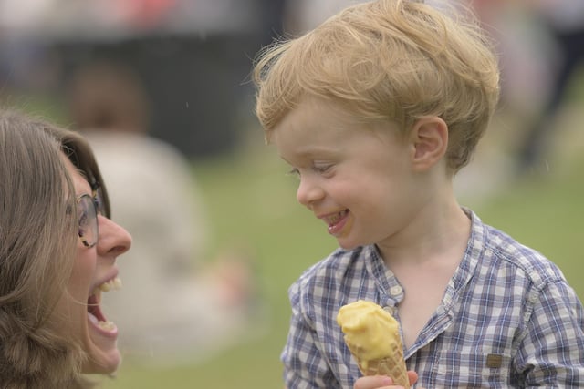 Oscar, aged 2, with a Swirls ice cream.